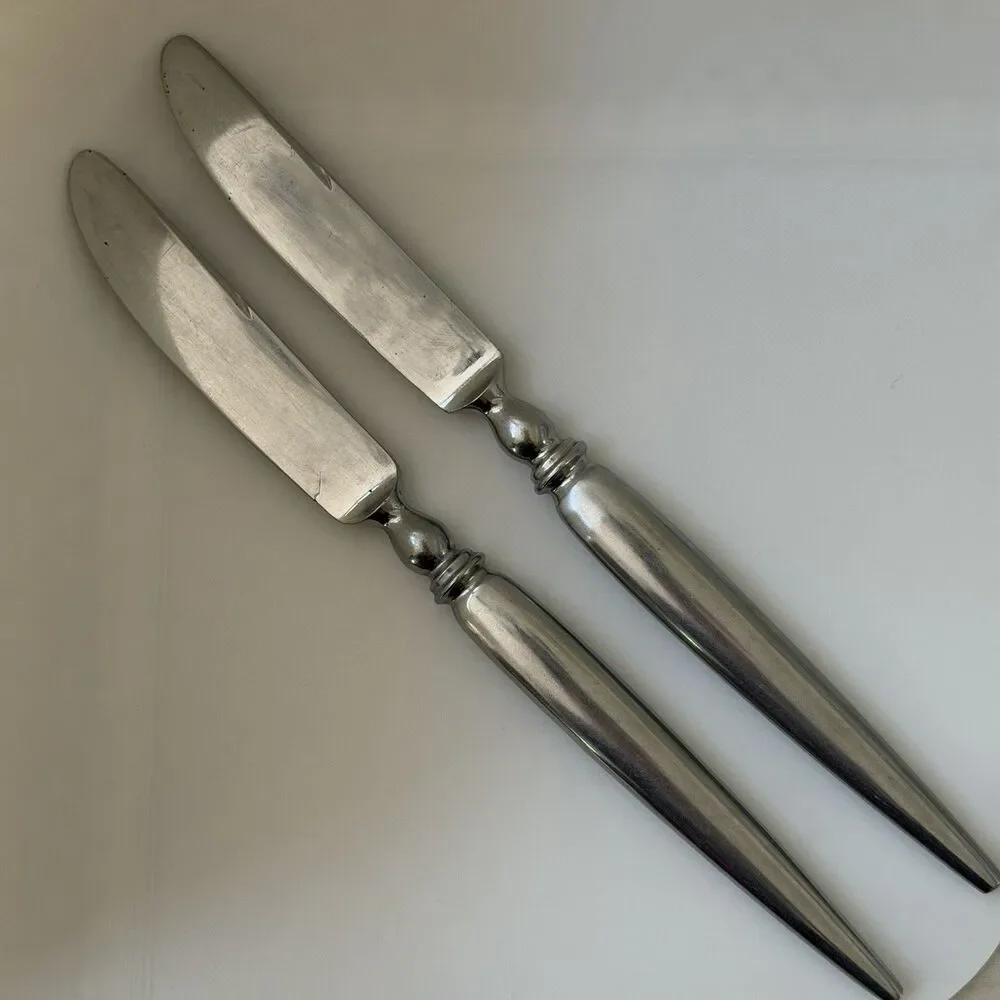 2pc SALADMASTER Ellise Dinner Knives 9 1/4” Stainless Satin Frosted Japan Hollow